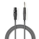Nedis Balansert XLR 3-Pin Lydkabel 1.5 m Mørk Grå PVC