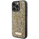 Guess Mobildeksel til iPhone 15 Pro 6,1" med Rhinestone Metalllogo - Gul