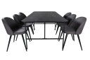 Venture Design Uno & Velvet spisegruppe Grå/svart 6 stoler & bord 200 x 90 cm