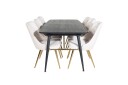 Venture Home Gold Spisegruppe Forlengningsbar 180 220 cm Rektangulær med 6 Velvet Stoler Beige