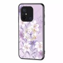 INCOVER Xiaomi Redmi 12C Fleksibel Plastik Deksel m. Glassbakside & Magnetisk Stativ / Fingerring - Lilla m. Blomster