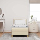  Sengebunn med madrass & LED Krem 80x200 cm Stoff