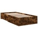  Sengeramme med skuffer røkt eik 100x200 cm konstruert tre 8721102620768