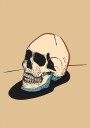 Skull Illustration On A Beige Background Poster Plakat / 100x150cm