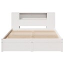  Seng med bokhylle uten madrass hvit 120x200 cm heltre furu 3322358