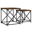  Stablebare salongbord 2 stk røkt eik konstruert tre 8721012339965