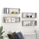 vidaXL Vegghyller kubeformet 4 stk betonggr? 80x15x26,5 cm sponplate