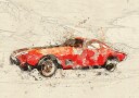Classic Red Car Sketch Plakat / 40x50
