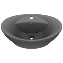 vidaXL Luksuriøs servant overløp oval matt mørkegrå 58,5x39cm keramisk