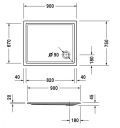 Duravit Starck Slimline Dusjkar 900x750 mm.