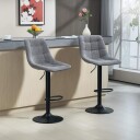 Barstol sett med 2 polstret barstol med ryggstøtte stålramme chenille look høydejusterbare kjøkkenstoler med fotstøtte 360°