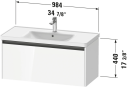 Duravit Ketho.2 Servantskap 1 Skuff 984x455 mm Grafitt Matt