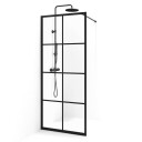 Cassøe New York dusjvegg, 125 cm, klart glass, svart profil