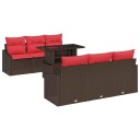 vidaXL Hagesofa Set 7 stk. 6-Antall seter Brun og rød polyrotting