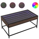  Salongbord med Infinity LED brun eik 90x50x41 cm 847691