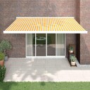  Uttrekkbar markise gul og hvit 4,5x3 m stoff og aluminium