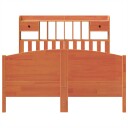  Seng med bokhylle uten madrass voksbrun 140x190 cm heltre furu 8721158619389