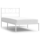  Sengeramme i metall med hodegavl hvit 90x200 cm