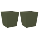 Plantekasser olivengrønn 2 stk 40x40x40 cm stål