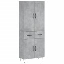 vidaXL Highboard betong grå 69,5x34x180 cm konstruert tre 8720845476038
