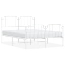 vidaXL Sengeramme i metall med hode- og fotgavl hvit 140x200 cm 8721012212640
