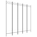 vidaXL Romdeler med 5 paneler hvit 200x200 cm stoff