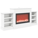 vidaXL Elektrisk peis Hvit 140 x 30 x 67 cm Konstruert tre