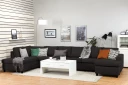 Crazy 6 seters Venstrevendt U formet XX Large Sofa med Divan og Sjeselong i Stoff   Antrasitt