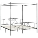 vidaXL Himmelsengeramme grå metall 200x200 cm
