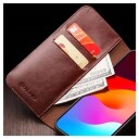 iPhone 15 Pro Max Qialino Classic Lommebok-deksel I Lær Mørkebrun