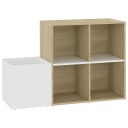 vidaXL Skoskap for gang hvit og sonoma eik 105x35,5x70 cm sponplate