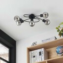Lindby taklampe Elaina 5 lysk, lang, svart røyk