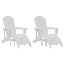 Adirondack stoler med fotstøtte 2 stk Hvit HDPE