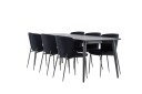 Venture Home Ellis Spisegruppe 230 cm Rektangulær med 6 Modesto stoler Sort/Sort