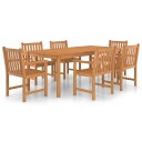 vidaXL Utendørs spisestue 7 deler heltre teak