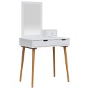 vidaXL Sminkebordsett FAUSKE 3 stk. Hvit 76 x 50 x 143 cm