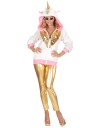 Hvit Unicorn Genser med Hette og Horn Strl S/M