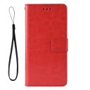 INCOVER Samsung Galaxy A51 Skinn Flip Deksel m. Stativ & Stropp - Rød