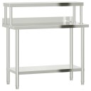 Kjøkkenbenk med overhylle 110x55x120 cm rustfritt stål