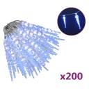 vidaXL Istapplys til jul 200 LEDs blå 20 m akryl PVC