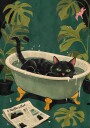 Green Eyed Bathtub Cat Plakat / 21x30