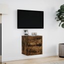  Vegghengt TV-benk med LED røkt eik 41x31x45 cm