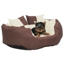 vidaXL Vendbar og vaskbar hundepute brun og kremhvit 65x50x20 cm