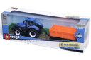 BURAGO - Tractor w/tipping trailer N.H T7.615 10cm blue  141511 