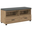 vidaXL Gangbenk med pute med skuff Artisan Eik 100 x 38 x 46 cm