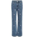 Kids Only Kogjuicy Bred Leg Denim Jeans med Hjertebroderi 164 Blå