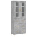 vidaXL Highboard betong grå 69,5x34x180 cm konstruert tre 8720845478193