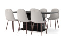 Concept 55 Griffith Uttrekkbart Spisebord 180/220 cm Svart + 6 stk Naira stol beige med valnøttben   Svart/Beige