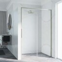 Novellini Riga 2P skyvedør høyre, 199-202 cm, klart glass, børstet stål profil