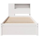  Seng med bokhylle uten madrass hvit 75x190 cm heltre furu 3322370